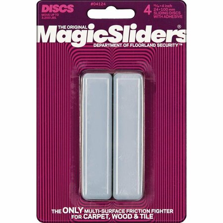 MAGIC SLIDERS 1 In. x 4 In. Rectangle Self Adhesive Furniture Glide, 4PK 04124